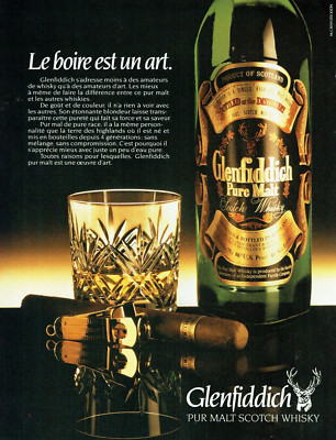 Werbung Advertising 1022 1983 Scotch Whisky Glenfiddich Trinken ist eine Kunst