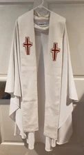 CLERGY OFFICIANT VESTMENT CHASUBLE & STOLE MADE BY THE DEAF VESTMENT SHOP L/XL