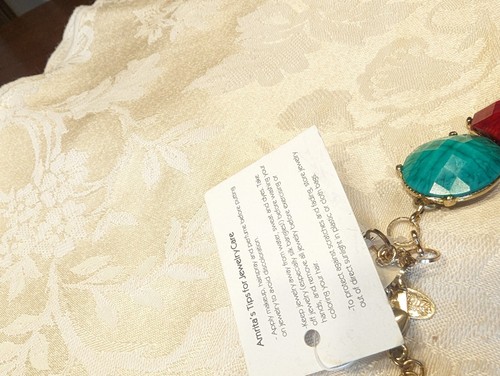NWT Amrita Singh Red Blue Turquoise Faceted Stone Statement Necklace - Picture 4 of 5