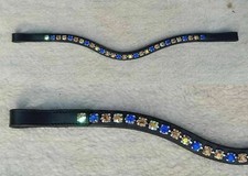 Adams- Tack New Arrival - Sapphire+LCT+AB -8mm - Leather Horse Browband