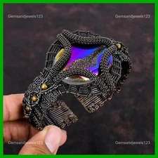 Oval Titanium Druzy Gemstone Copper Unique Wire Wrapped Birthday Handmade Bangle