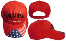 Trump 2024 2028 Save America Red USA Flag On Bill Embroid Baseball Cap Hat