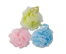 3 pieces of shower puffs colored bath sponge and large foam fully cleaned