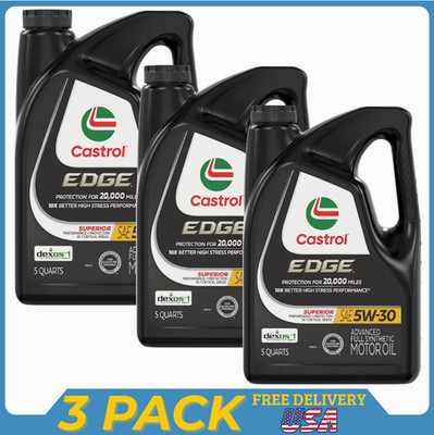 Castrol EDGE High Mileage 5W-30 Full Synthetic Oil 5QT 3 Pack Free Delivery