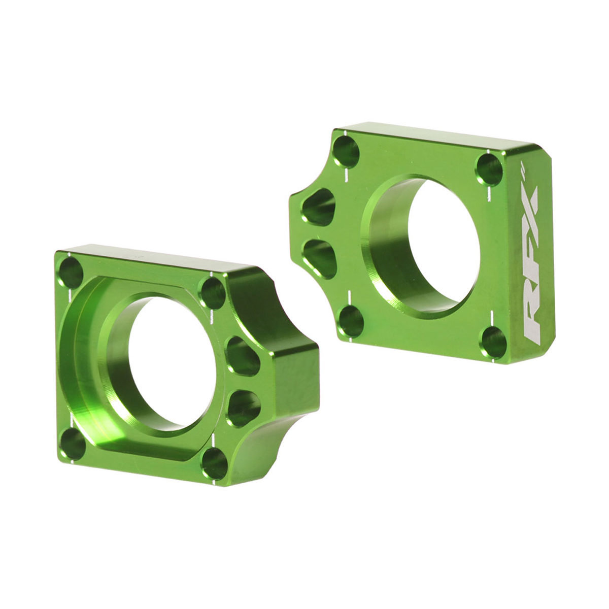 RFX Pro Rear Axle Adjuster Blocks Green Kawas KXF250 04-16 KXF450 05-15 Green