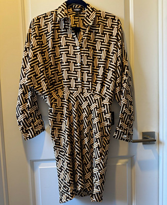 NEW Express Geometric Black/Beige Faux Wrap Dress