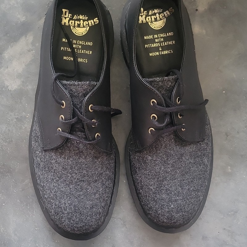 Dr. Martens Made in England Leather Lace-Up Oxford Shoes Black/Gray US 10