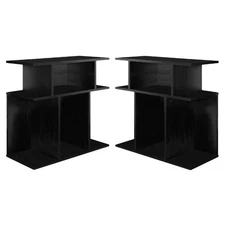 Home Square Contemporary End Table in Black Finish - Set of 2