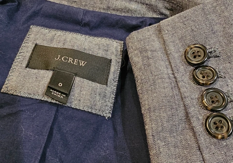 J. Chaqueta Blazer Crew Etiqueta Negra 100% Algodón Estilo Jeans Puños de Trabajo Talla 0 Foto 2 de 4