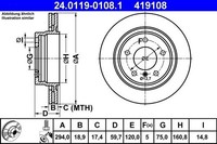 2 X Bremsscheibe ATE 24.0119-0108.1 FüR BMW 3Er 3Er Coupe