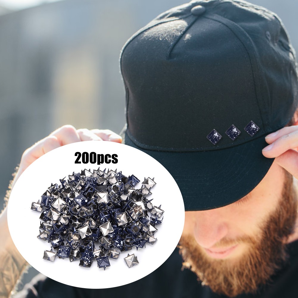 200Pcs Square Rivets Metal Stylish Shoes Bags Hats Decoration Accessories 9m