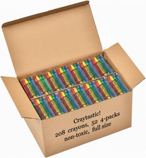 52 Sets of 4-Packs in Cello 208 Count Total Bulk Crayons - Large Box of Crayon