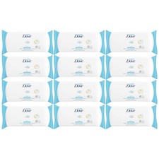 Dove Rich Moisture Baby Wipes Hypoallergenic 0 Alcohol, 50 Sheets Pack of 12 