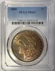 1889 P Morgan Silver Dollar $1 PCGS MS63 🌈‼️NATURAL RAINBOW TONING‼️🌈