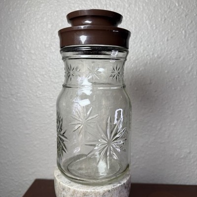 VTG Anchor Hocking Starburst Sanka Coffee Glass Jar w/ Lid Coffee Jar