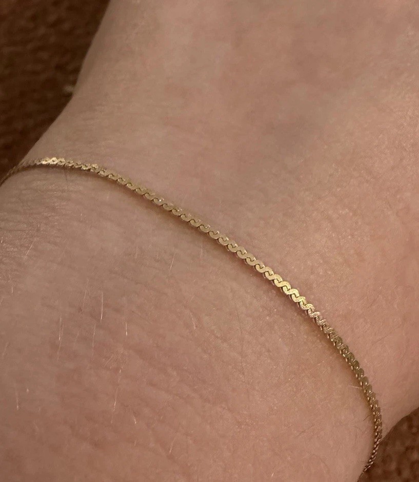 Solid 14K Yellow Gold Serpentine S Link Bracelet 7 Inches