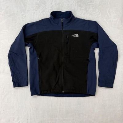 The North Face Jacket Mens Large Black Blue Softshell Fleece Lined Full Zip