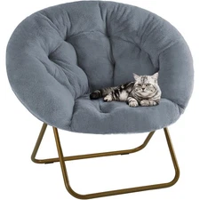 DUMOS Saucer Chair for Adults, Teens, Faux Fur XL Circle Chair 
