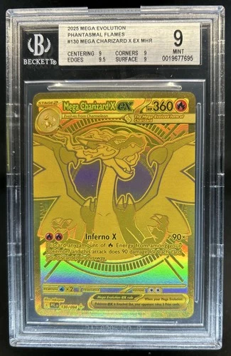 2025 Pokemon Phantasmal Flames Mega Charizard X ex Hyper Rare #130/094 BGS 9