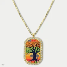 Amazing Colorful Tree of Life Pendant Necklace Chain Image Dog Tag Chain Gift De