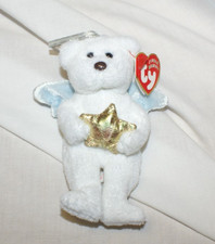 TY Jingle Beanie STAR the Angel Bear Christmas Ornament Stuffed Plush Toy 5"