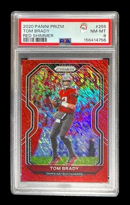 2020 panini prizm #255 tom brady; red 12/35 shimmer PSA 8  (JSY# & COLOR MATCH)