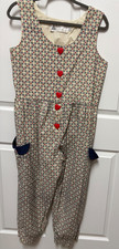 vtg 90s Southern Girls Jumpsuit size M heart print buttons Cottagecore EC