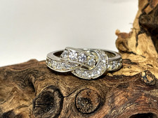 925 Sterling Silver Clear Rhinestone Knot Ring Sz 9.75 4.22g