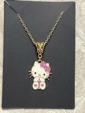Sanrio Hello Kitty Whimsical Charm Cartoon Adorable Pendant Gold Necklace 18