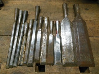 vintage bevel edge socket chisels Stanley Greenlee Sheldon old wood carving tool