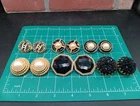 Vintage Costume Jewelry Clip On Earring Lot of 6 Pair (Black, Goldtone, Pearl)