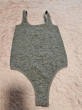 Colsie Women's Size SMALL Seamless V-Neck Thong Bodysuit GRAY