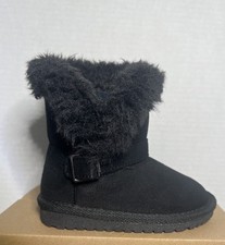 Girls Black Buckle Fur Boots Children's Place Size 5
