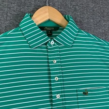 Masters 1934 Polo Men Medium Green Striped Berkmans Place Golf Performance
