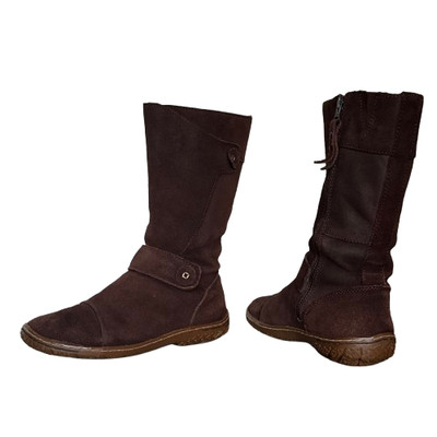WHITE-STUFF Stiefel Damen braun Größe UK 6 EU 39 Wildleder halbhoher seitlicher Reißverschluss gut