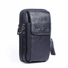 Leather Vertical Men Cell Phone Holster Wallet Case with Belt Clip Travel Mes...