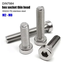 M2-M8 SUS304 Hex Hexagon Socket Allen Thin Low Short Profile Cap Head Screw Bolt