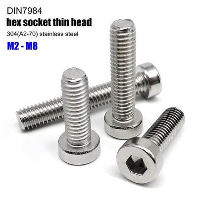 M2-M8 SUS304 Stainless Steel Low Profile Hex Socket Cap Head Screws Bolts