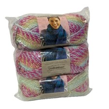 NEW Lion Brand TWEED STRIPES  211 LUAU  Acrylic Wool Bulky Yarn - 3 skeins 