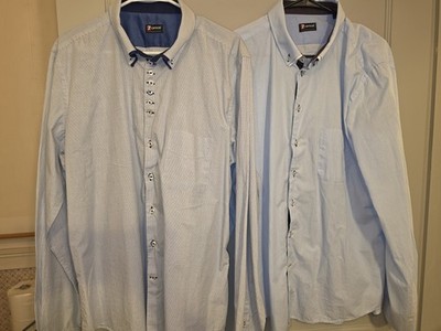 Lot Of 2 2xl 7 Camicie  Mens Button Down Dress Shirts Blue Pattern And Stripe