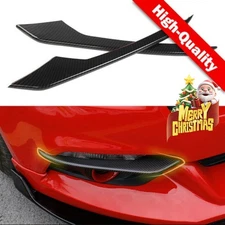 Carbon Fiber Front Fog Light Lamp Eyebrow Cover Trim For Ford Mustang 2015-2018