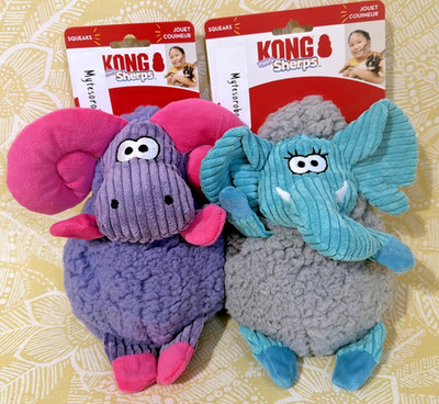 Kong 2-Pack MD FLOOFS SHERPS BIG HORN & ELEPHANT Squeaks Dog Toy -FREE SHIPPING-