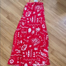 NWT Paper Heart Red Maxi Dress Linen Blend Mexico Size XS Anthropologie