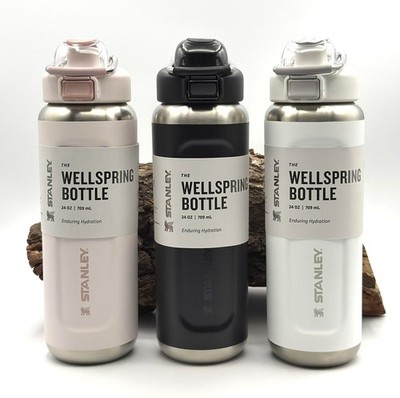 Stanley Classic Wellspring Bottle 0,7l/24oz Trinkflasche Rose Quartz Black Frost