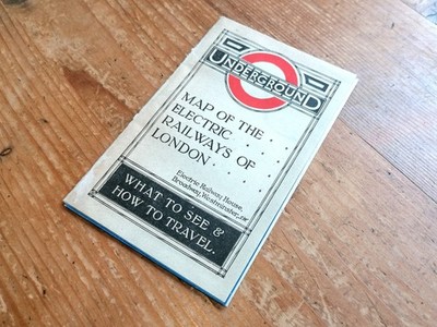 Original 1919 London Underground Railways Karte - First Johnston Ring Logo!