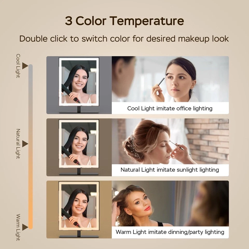 Vanity Mirror With Lights Amdelne, Dressing Table 12in Mirror 3 colours Black - Image 2 of 4