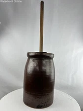 Vintage Antique Stoneware Butter Churn 4 Gallon