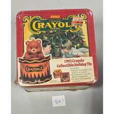 VINTAGE Sealed 1992 Crayola Collectible Holiday Tin, Bear Ornament,  64 Crayons