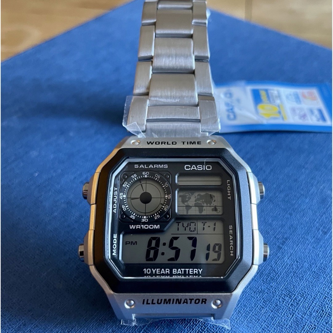 Casio World Time Digital Watch with 48-City Display in Stainless Steel