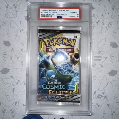 Pokemon Cosmic Eclipse PSA 10 Blastoise & Piplup Booster Pack 2019 Sun & Moon